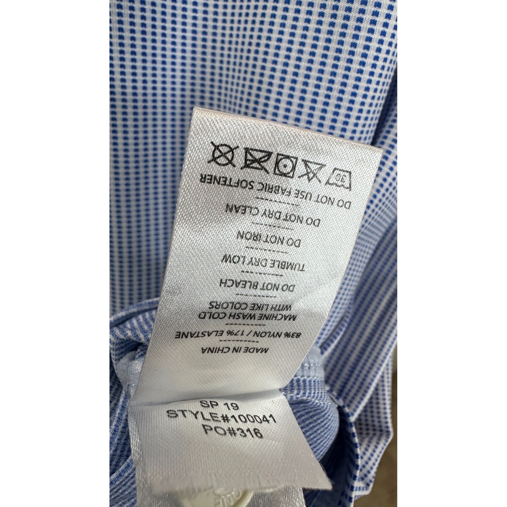 Rhone Commuter Blue Sport Polo Mens Size Large Micro Check Performance Shirt - Picture 7 of 8